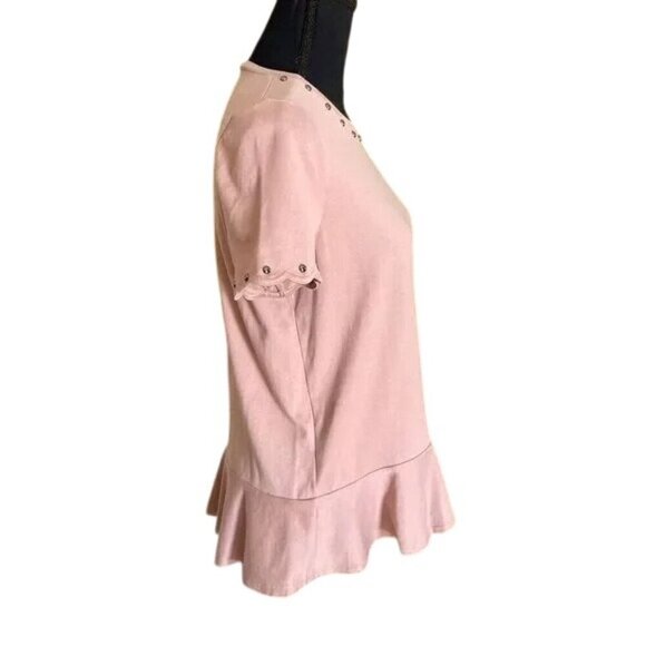 Kate Spade Broome Street Peony Pink Studded Ruffle Top - Picture 2 of 5